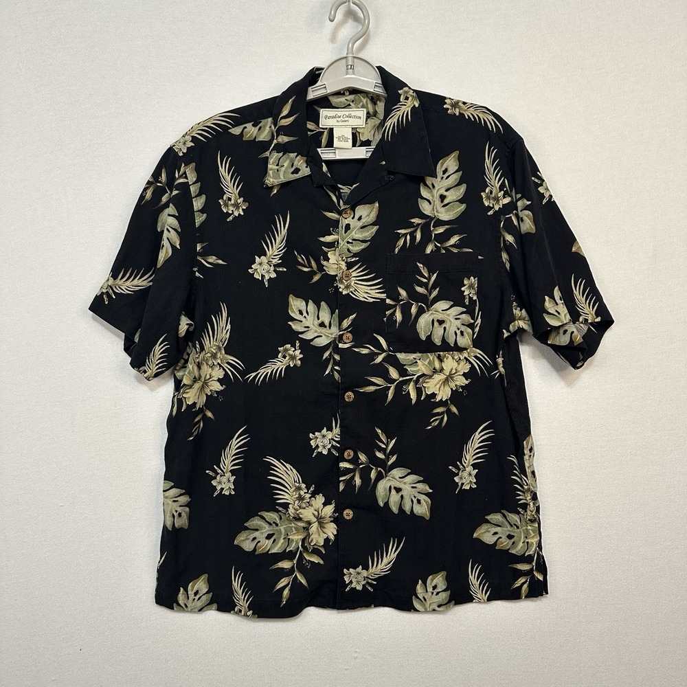 Paradise‎ Collection By Cezani 100% Silk Short Sleeve Size Medium Floral Print